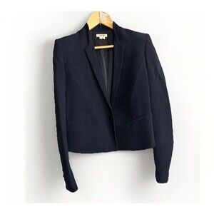 Helmut Lang Women Blazer Size 0 Jacket One Button Cropped Office Minimalist Edgy